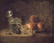Jean Baptiste Simeon Chardin Cold peach fruit baskets with wine grapes Spain oil painting artist